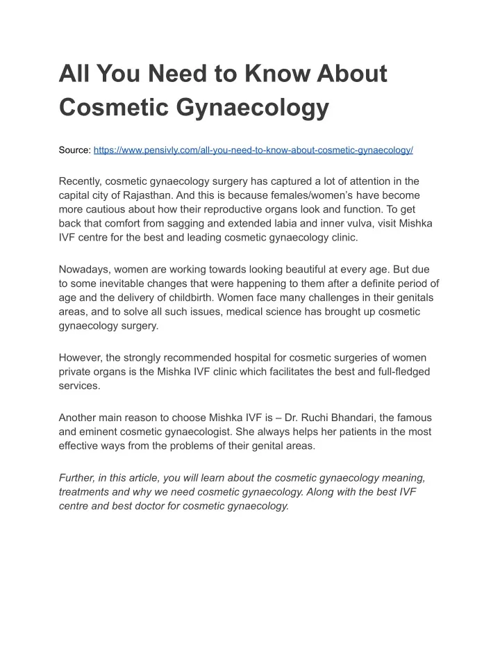 all you need to know about cosmetic gynaecology