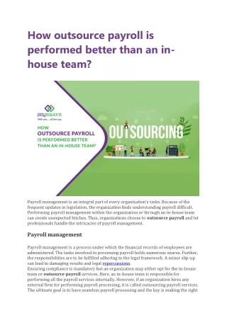 How outsource payroll is performed better than an in-house team