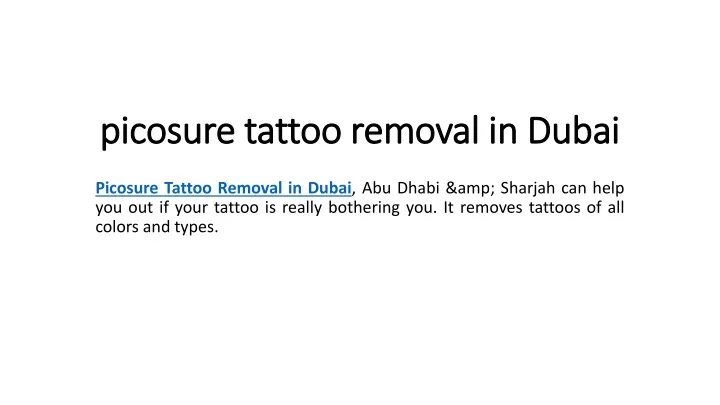 picosure tattoo removal in dubai