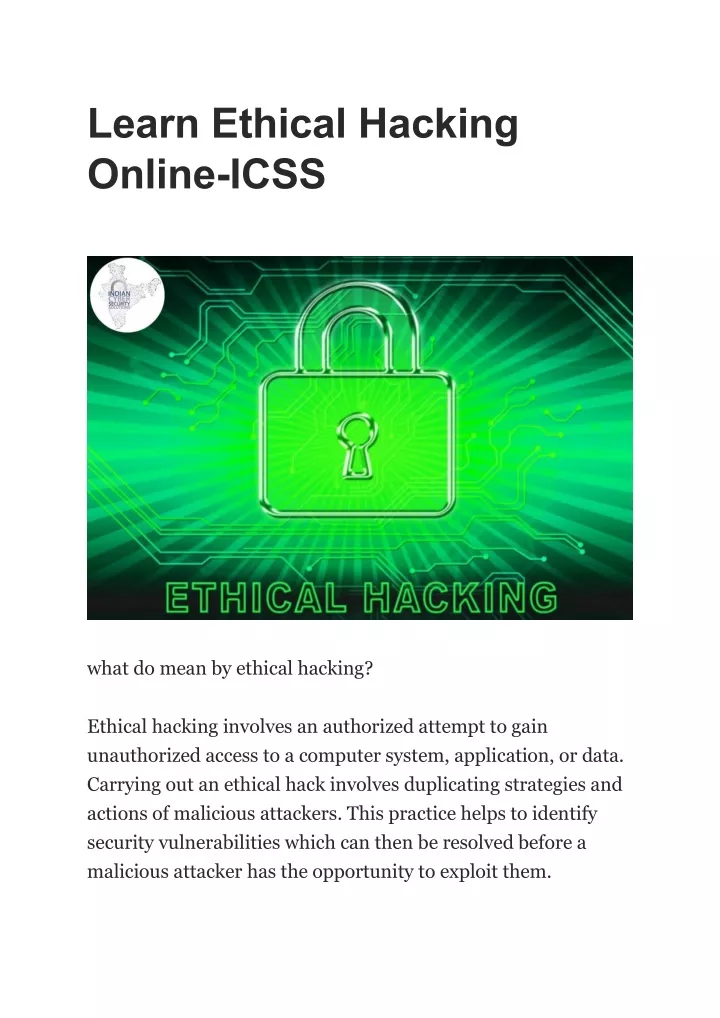 learn ethical hacking online icss