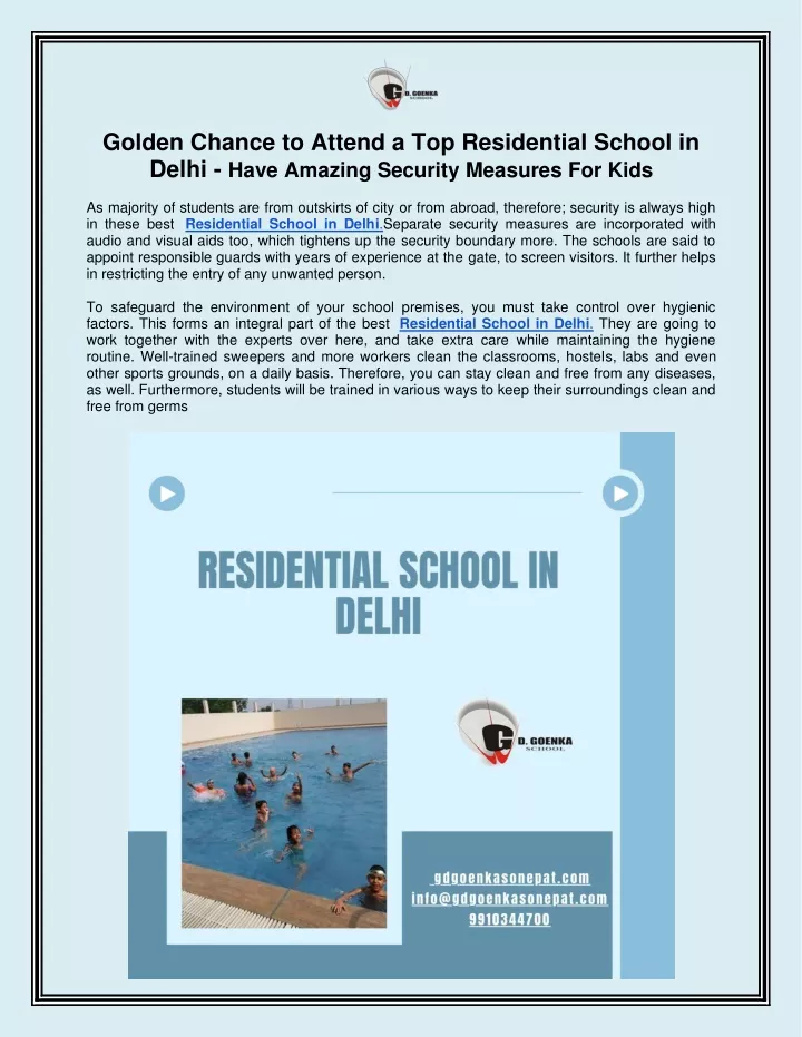 golden chance to attend a top residential school