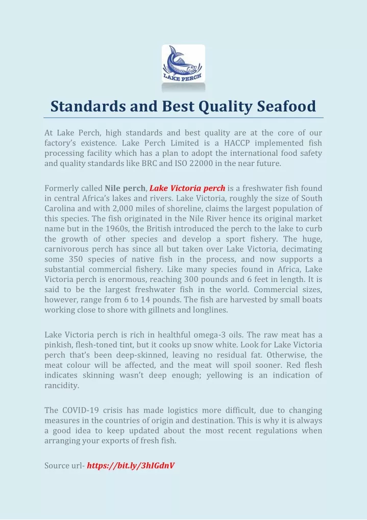 standards and best quality seafood