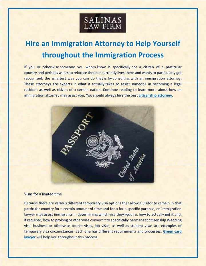 hire an immigration attorney to help yourself