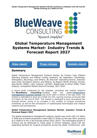 global temperature management systems market
