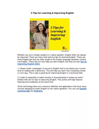 3 tips for learning improving english
