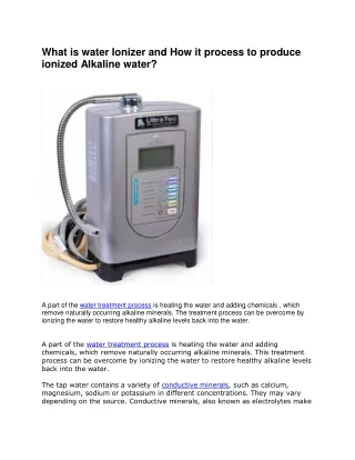 What is water Ionizer and How it process to produce ionized Alkaline water