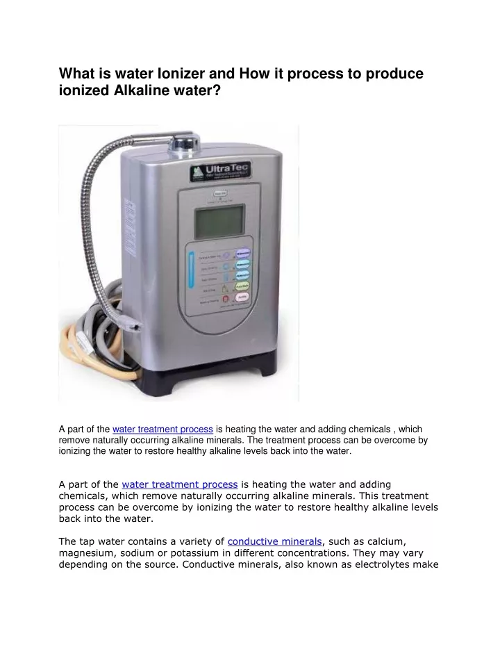 what is water ionizer and how it process