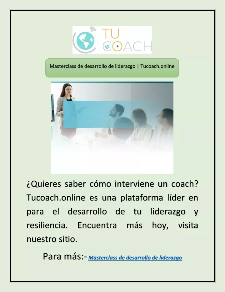 masterclass de desarrollo de liderazgo tucoach