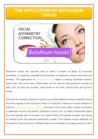 the application of botulinum toxoid