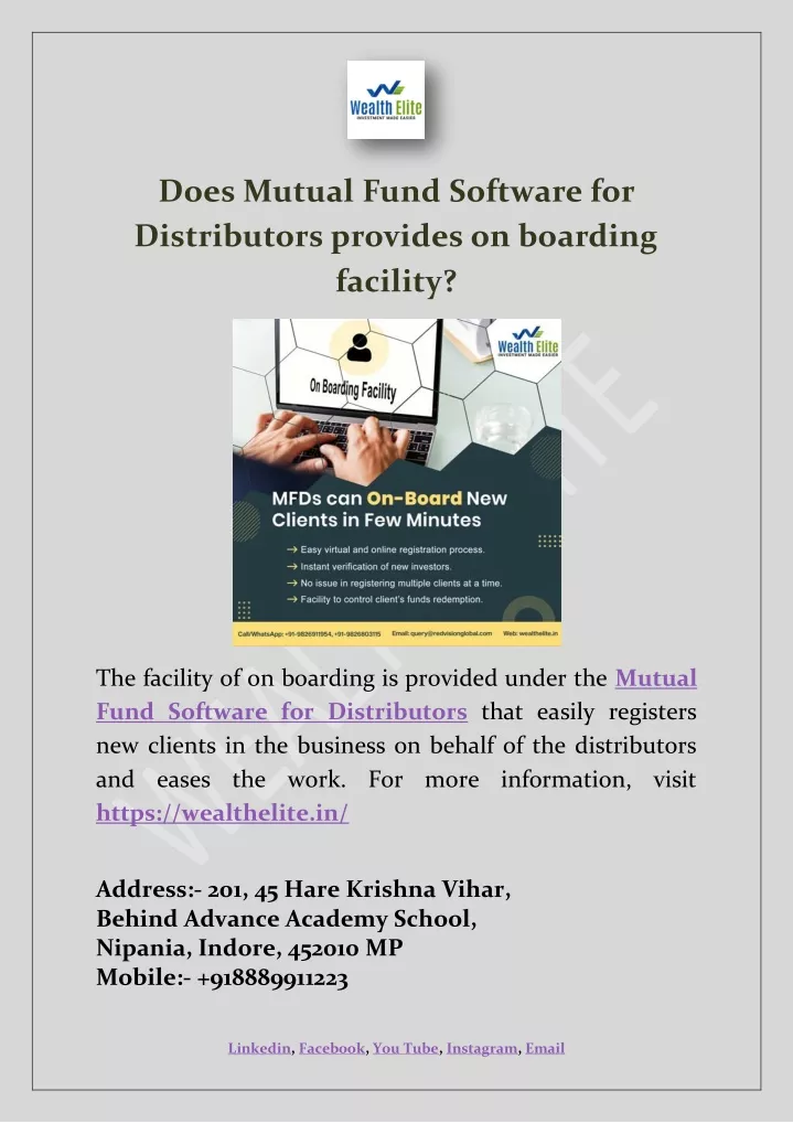 does mutual fund software for distributors