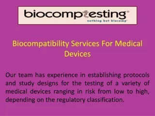 biocompatibility services for medical devices