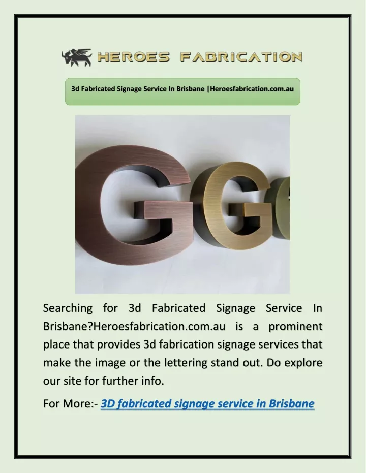 3d fabricated signage service in brisbane