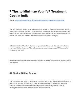 7 Tips to Minimize Your IVF Treatment Cost in India