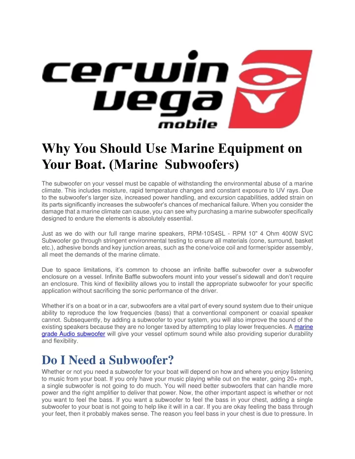 why you should use marine equipment on your boat