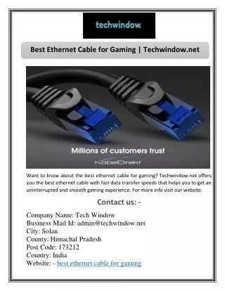 Best Ethernet Cable for Gaming | Techwindow.net