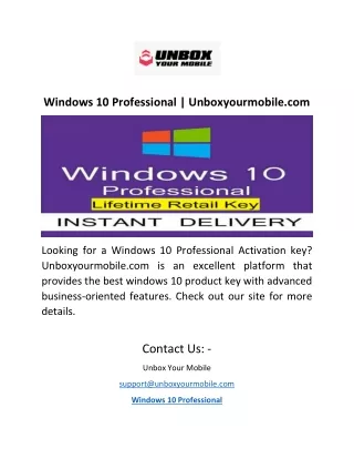 Windows 10 Professional | Unboxyourmobile.com