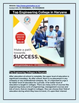 Top Engineering College in Haryana | BTech & MTech Colleges in Haryana