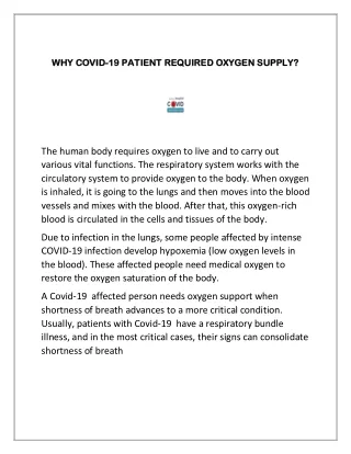Oxygen Required for Covid Patients | Support4Covid