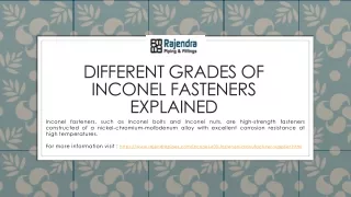 different grades of inconel fasteners explained