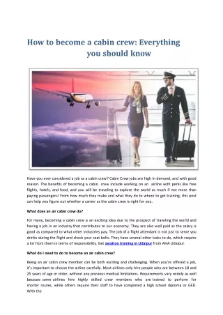 How to become a cabin crew Everything you should know