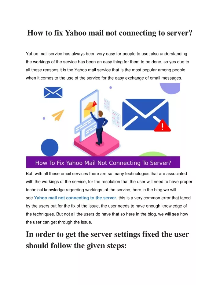 how to fix yahoo mail not connecting to server