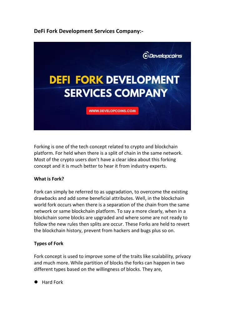 defi fork development services company