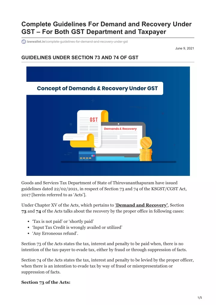 complete guidelines for demand and recovery under