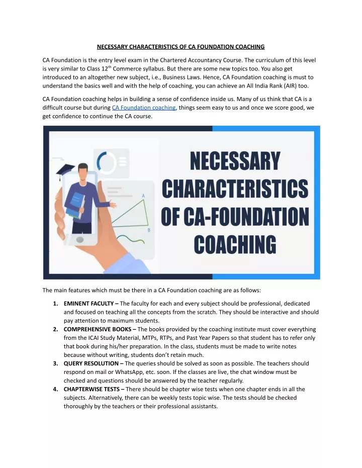 necessary characteristics of ca foundation