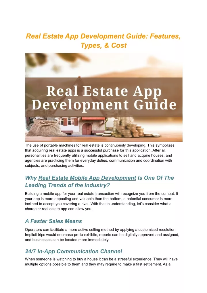 real estate app development guide features types