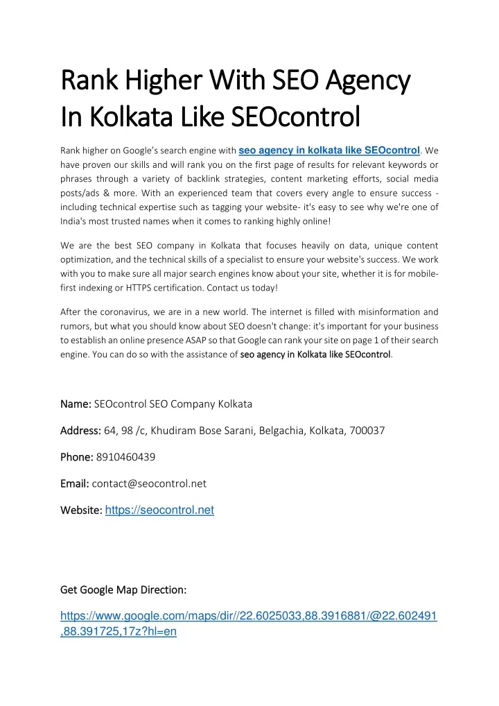 rank higher with rank higher with seo in kolkata