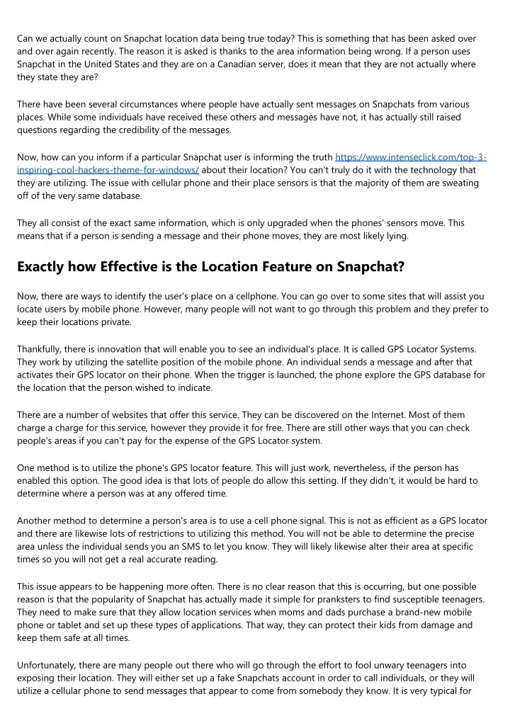 can we actually count on snapchat location data