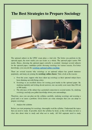 The Best Strategies to Prepare Sociology