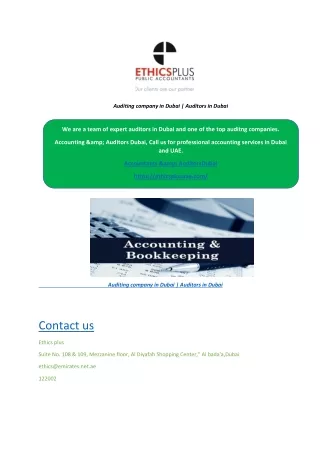 Auditing company in Dubai ethics plus