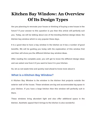 kitchen bay window an overview of its design types
