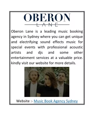 Music Book Agency Sydney | Oberonlane.com