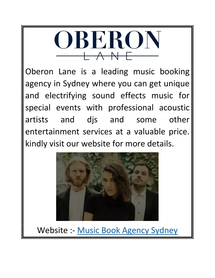oberon lane is a leading music booking agency