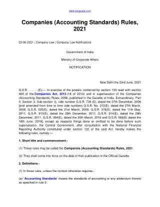 Companies (Accounting Standards) Rules, 2021