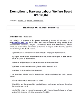 Exemption to Haryana Labour Welfare Board u-converted