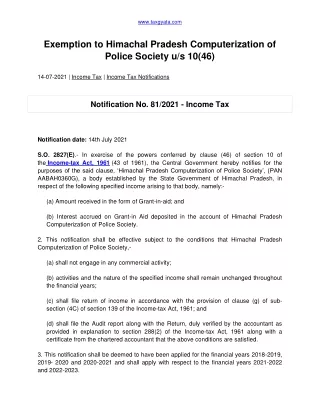 Exemption to Himachal Pradesh Computerization of Police Society u-converted