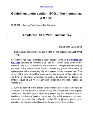 Guidelines under section 194Q of the Income-converted