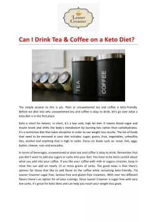 Leanercreamer Can I Drink Tea & Coffee on a Keto Diet