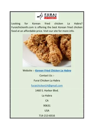 Korean Fried Chicken La Habra Furaichickenlh.com