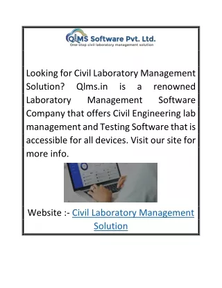 Civil Laboratory Management Solution  Qlms.in