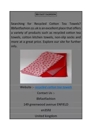 Recycled Cotton Tea Towels Bbfastfashion.co.uk