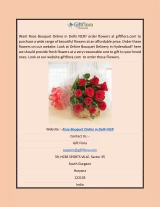 Rose Bouquet Online In Delhi Ncr | Giftflora.com