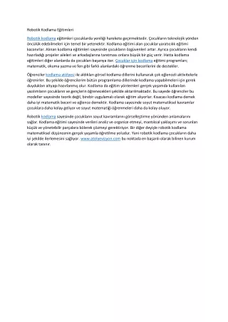 robotik kodlama e itimleri