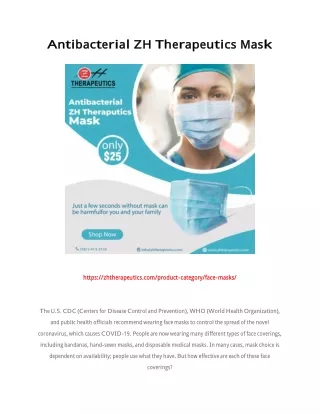 Antibacterial ZH Therapeutics Mask