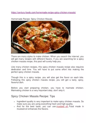 Spicy Chicken Masala