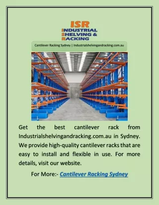 Cantilever Racking Sydney | Industrialshelvingandracking.com.au