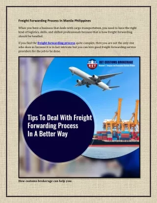 Freight Forwarding Process In Manila Philippines